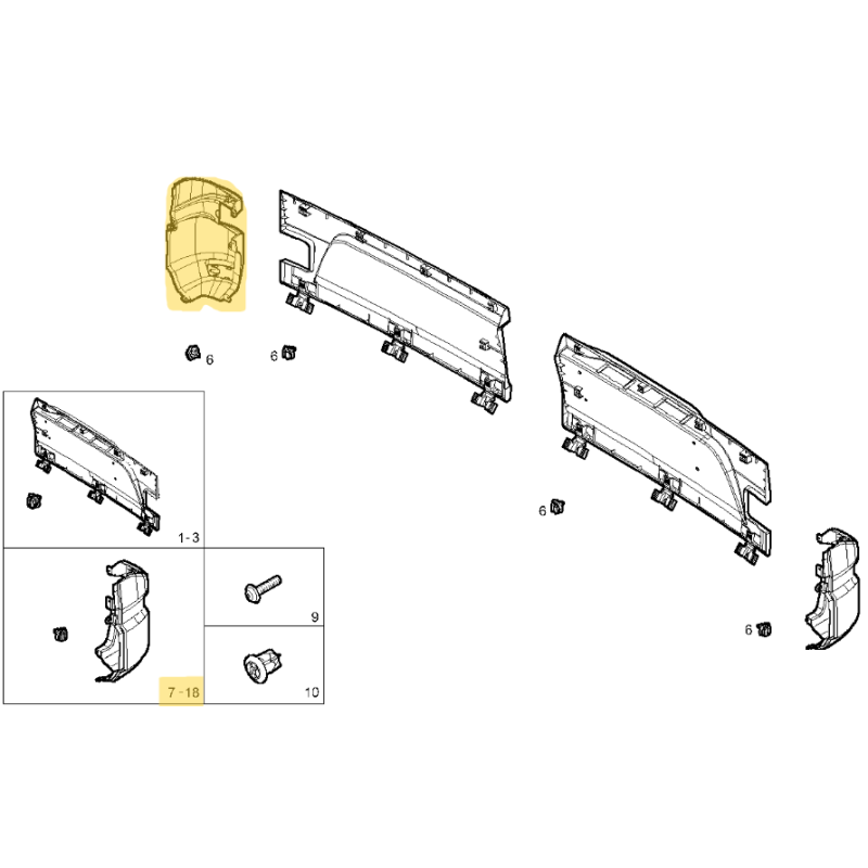 Angle droit pare-chocs arrière